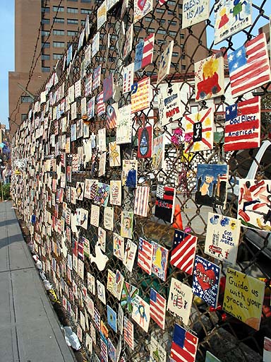 Tiles made by children in memory of the Twin Towers.jpg